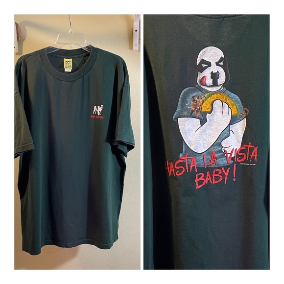 Big Dogs Shirts Vintage 9s Big Dog T Shirt Dark Green Hasta Lavista